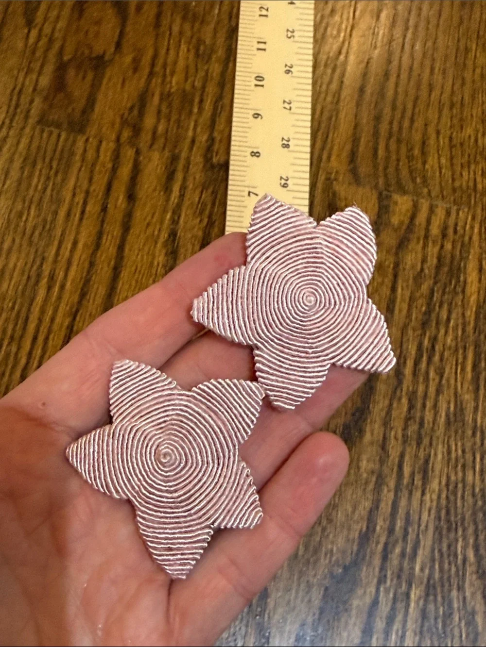 Handmade Star Silk Cord Wrapped Stud Earrings in Pink - Large Size Statement